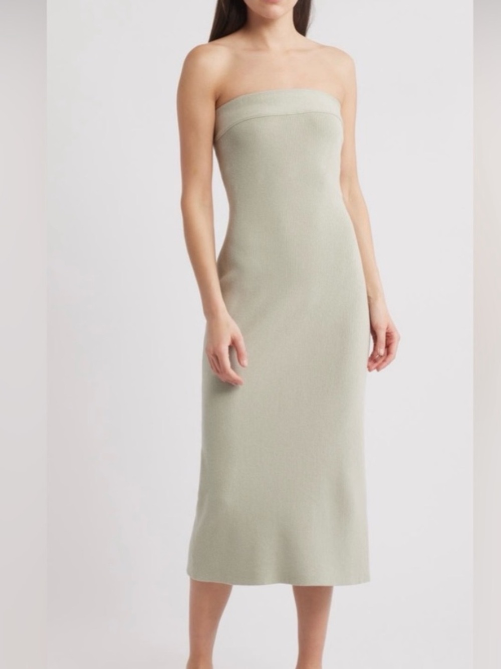 NWT FREE PEOPLE RAVENA STRAPLESS SWEATER DRESS LIMA BEAN